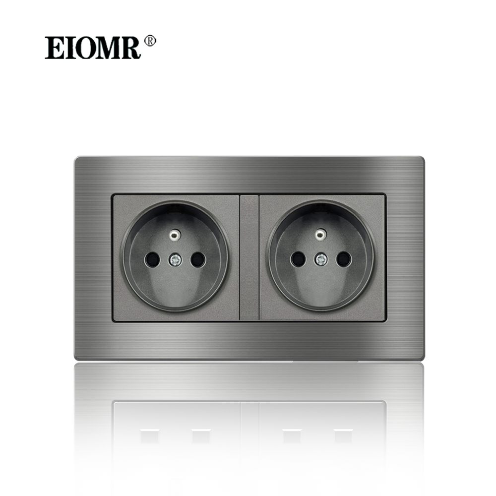 EIOMR France Standard Prise Électrique Gris En Alliage D'aluminium Panneau Interrupteur Rj45 Tv 220V 16A Prises Murales pour Appareil Ménager: TYPE 19