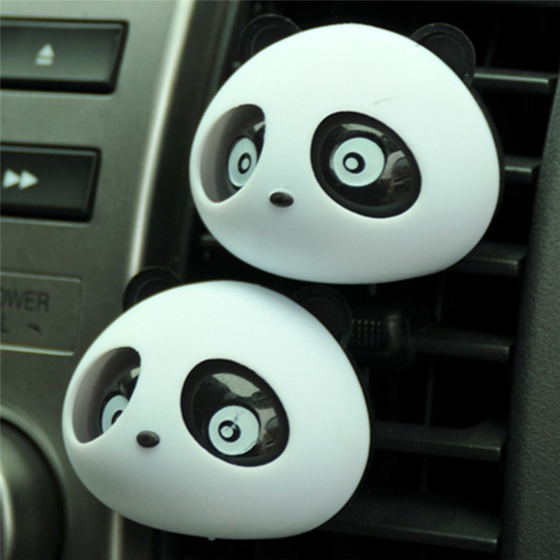2 X Panda Leuke Auto Parfum Luchtverfrisser Auto Accessoire Voor Auto Plastic Black Ongeveer 45*36*34 Mm Leuke Aantrekkelijke # Lys