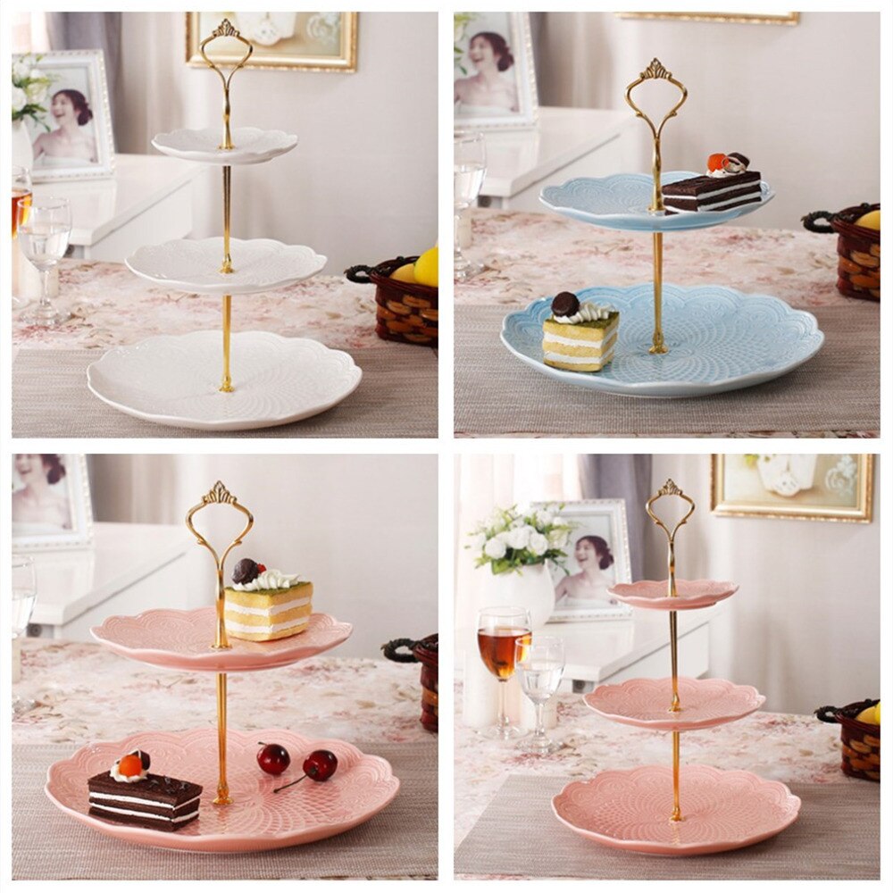 new3 Tier bakeware Cake Plate Stand Handle Crown Fitting Metal Wedding Party Golden kitchen accessories cake decorating tools