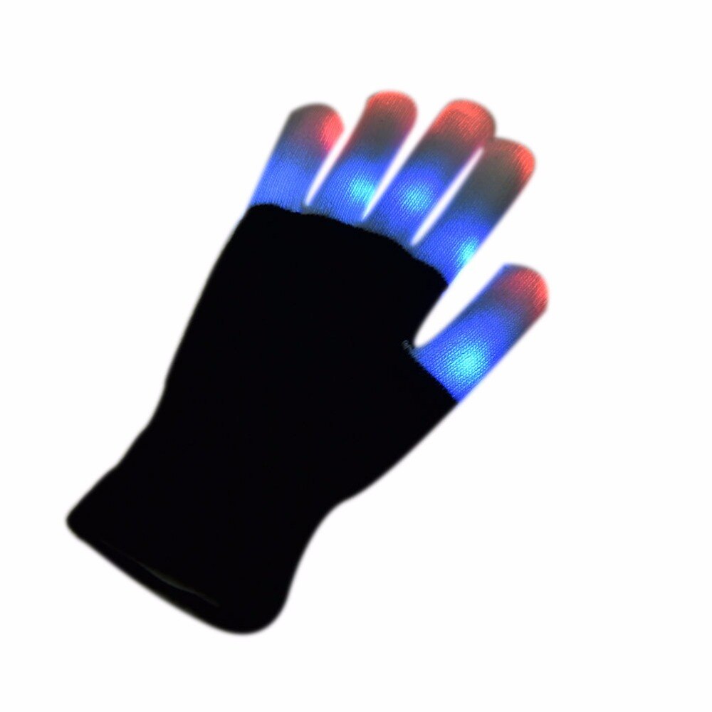 1 Uds. Guantes luminosos negros mágicos suministros para fiestas de Halloween guantes de brillo LED Rave luz parpadeante guantes de iluminación de dedos