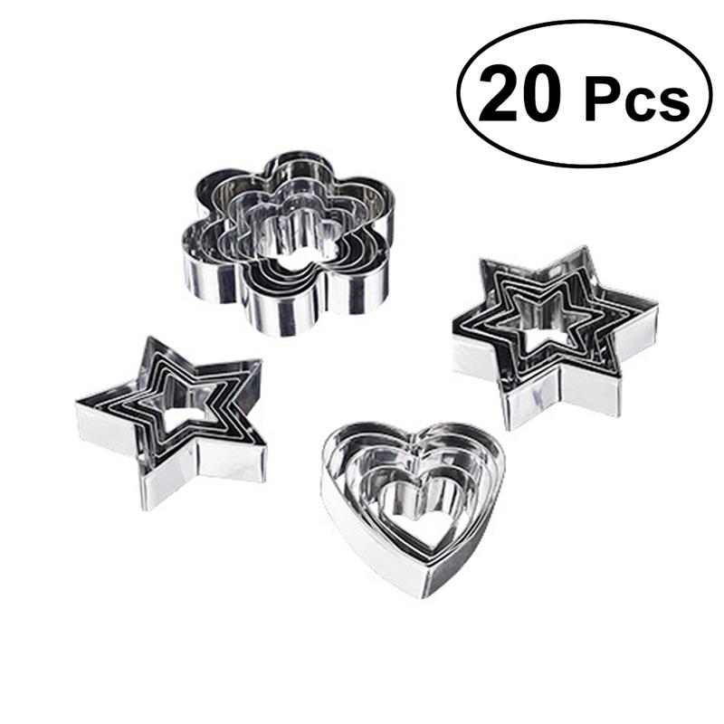 20 Stuks Handgemaakte Rvs Diy Bakvorm Biscuit Cutter Cake Decoratie Tool Voor Cake Cookie Koekjes Maken