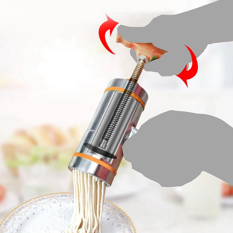 Household Manual Stainless Steel Pasta Maker Noodles Presser Making Machine with 7 Molds Noodle Maker