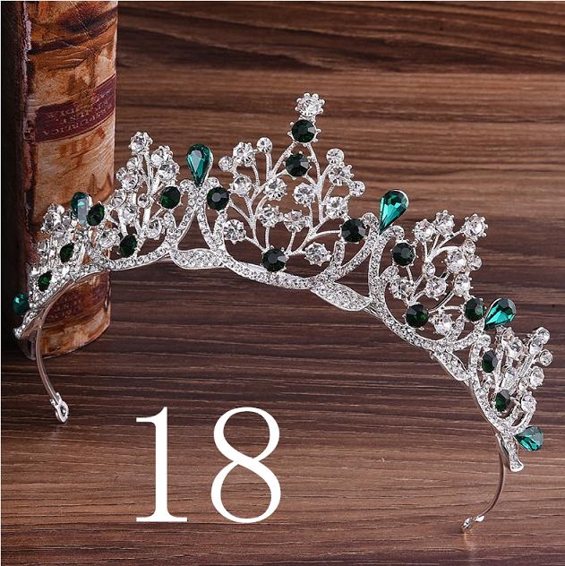 Blau verrotten Grün Hochzeit Haar Zubehör Kristall Tiara Für Bräute Krone Kopf Stück Braut Haar Zubehör Kronen Königin Diadem: 18