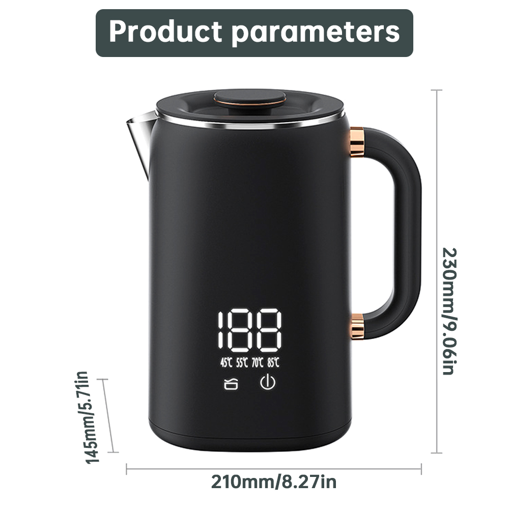 Hervidor de agua eléctrico para té y café, 5 niveles, Control de temperatura, apagado automático, hervidor de agua aislado de doble capa
