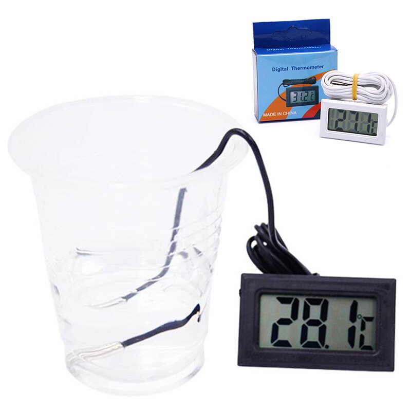Termómetro Digital LCD higrómetro temperatura humedad medidor con sonda para vehículo terrario para reptiles pescado refrigerador de tanque