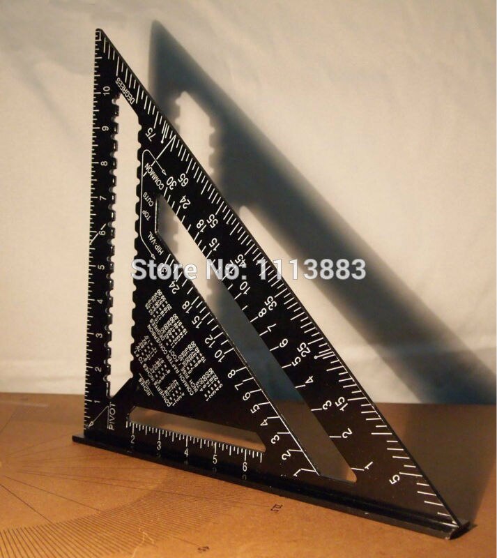 12inch/300mm Black Aluminum Alloy Speed Square Rafter Triangle Angle Square Layout Guide Construction Carpenter Woodworking