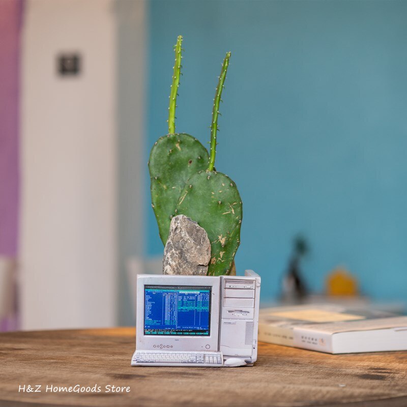 Retro radio tv-inspelare dator walkman form ornament saftiga blomkrukor för hem balkong dekoration