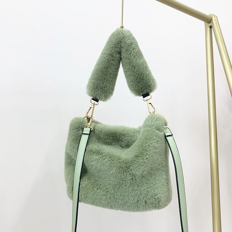 Frauen Nette Faux Pelz Eimer Taschen Mädchen Kreuz-körper Handtaschen Schulter Tasche
