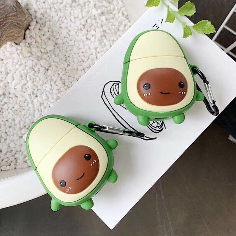 Funda protectora 3D de silicona con aguacate para auriculares, estuche de carga para AirPods, 1 unidad