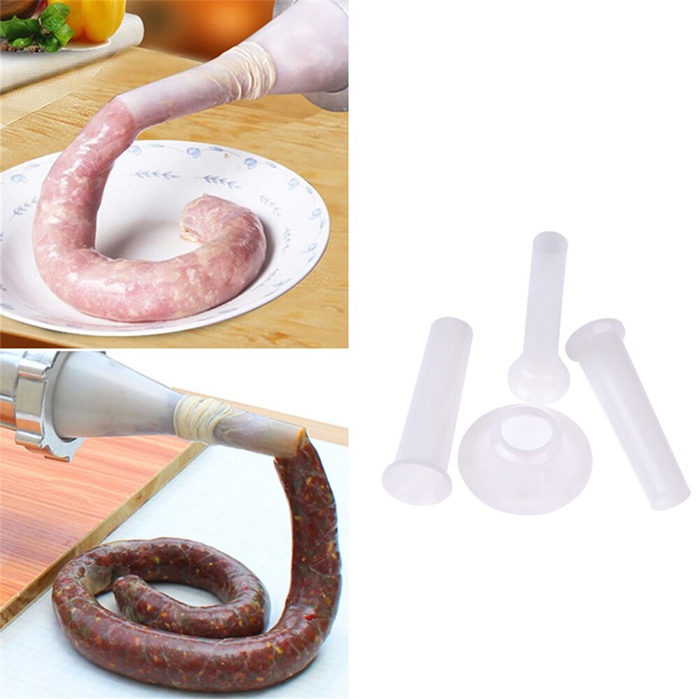 Vier witte worst vulling accessoires zijn niet giftig en duurzaam voor vleesmolen vulling worst buis keukengerei