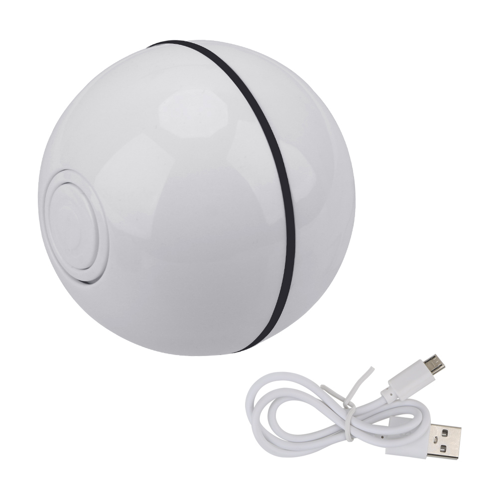 Rullande blixt smart boll usb elektriska husdjur leksaker automatisk roterande smart leksak för katt hund smart interaktiv rullande boll katt leksaker: Elektrisk vit