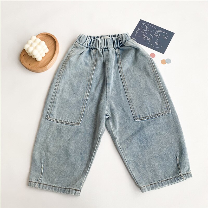 Ragazzi Jeans primavera ragazze pantaloni larghi dritti in Denim neonate Jeans Casual bambini pantaloni All-match pantaloni