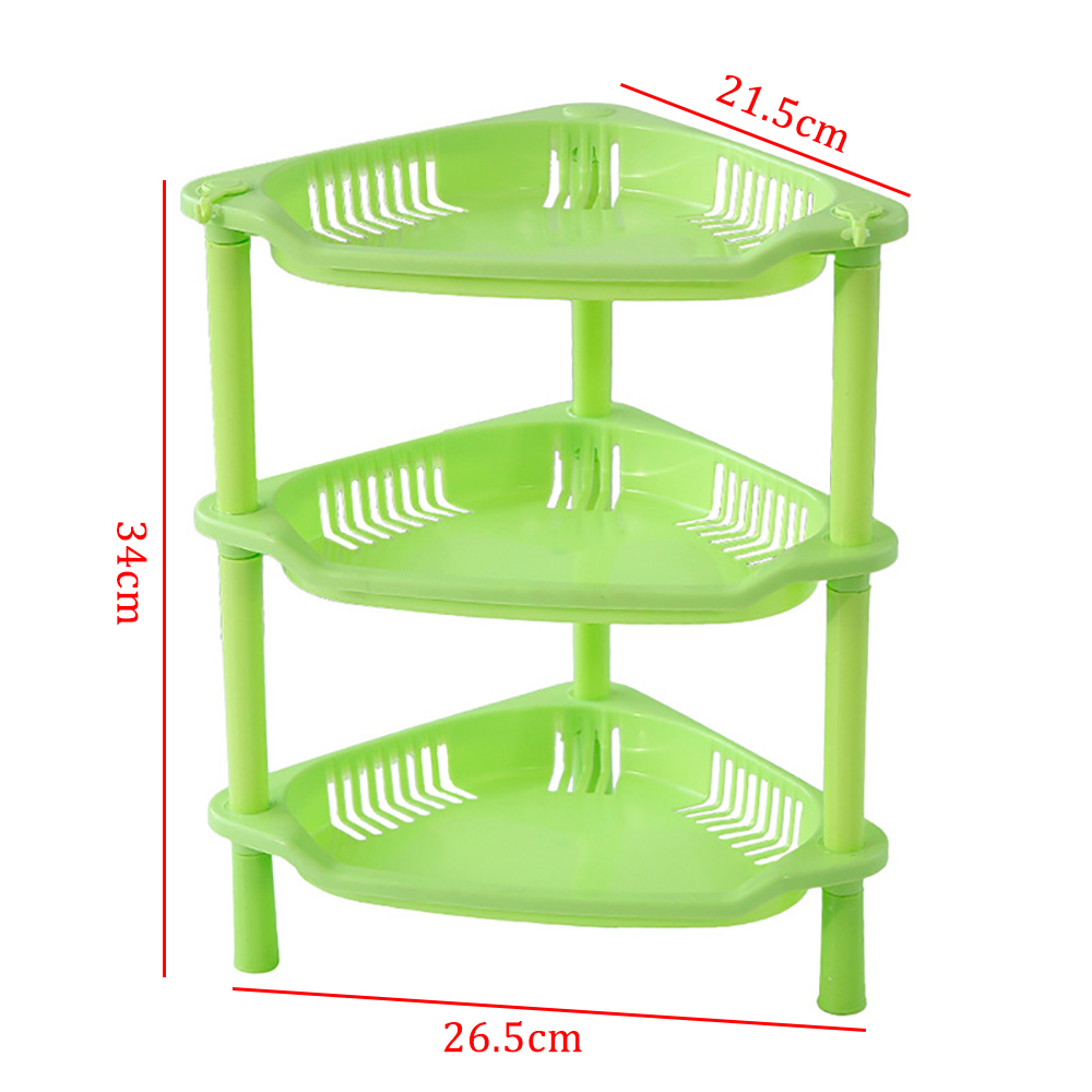 Organisateur de cuisine à 3 niveaux, étagère de rangement en plastique de , articles divers, étagère de salle de bain, Organization à domicile: Green Triangular