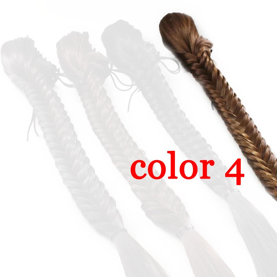 Synthetic hair extension Ponytail fishbone braided plaited fishtail Drawstring for white female Hairpiece wig MUMUPI: 4