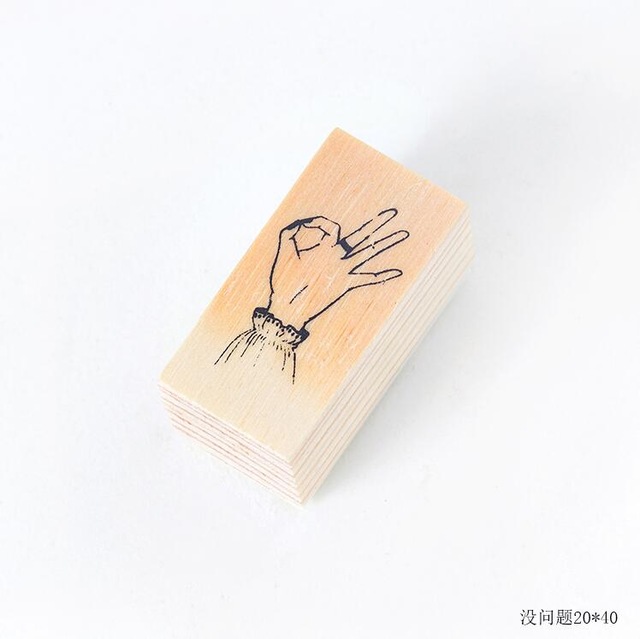 XINAHER-sello de madera con gesto para manualidades, sellos de goma madera, decoración para álbum de recortes diario, sello estándar: B