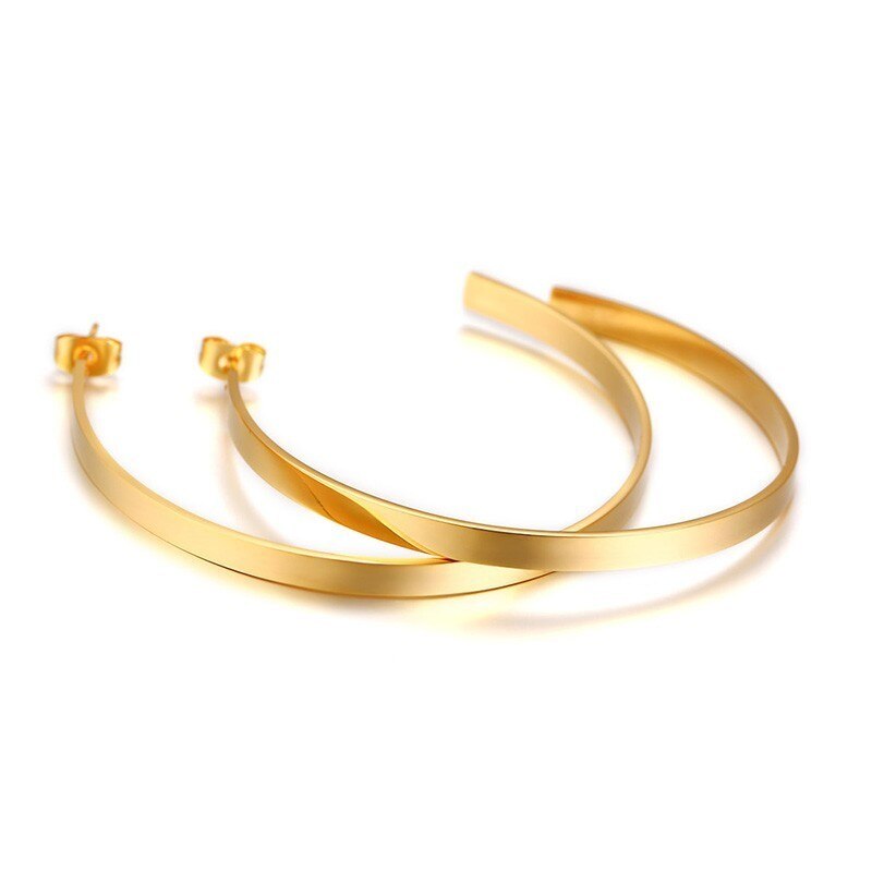 Vnox Eenvoudige Grote Oorbellen Voor Vrouwen Sieraden Gold Tone Rvs Oorringen Arete