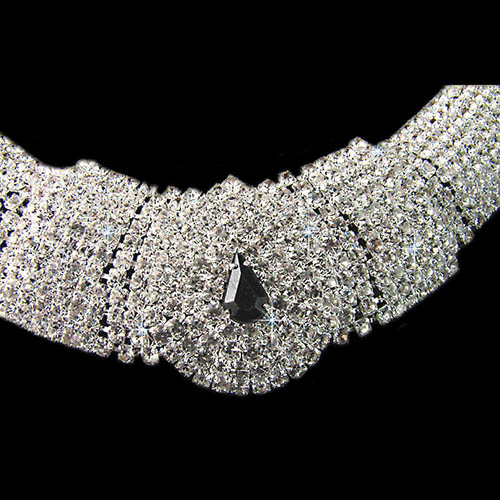 Set di gioielli eleganti con orecchini in cristallo nero con Diamante da sposa per la festa nuziale