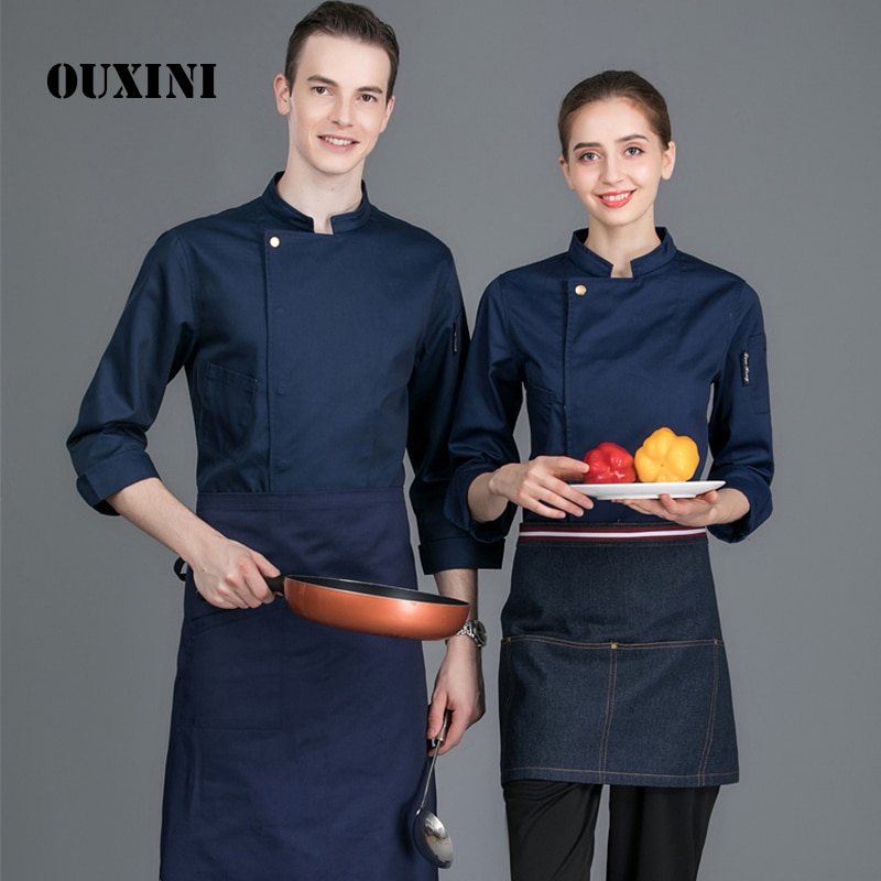 Chaqueta de chef de comida para Hotel, camisa blanca de manga larga, uniforme de restaurante, disfraz de chef, chaqueta de cocinero para mujer, 4 colores