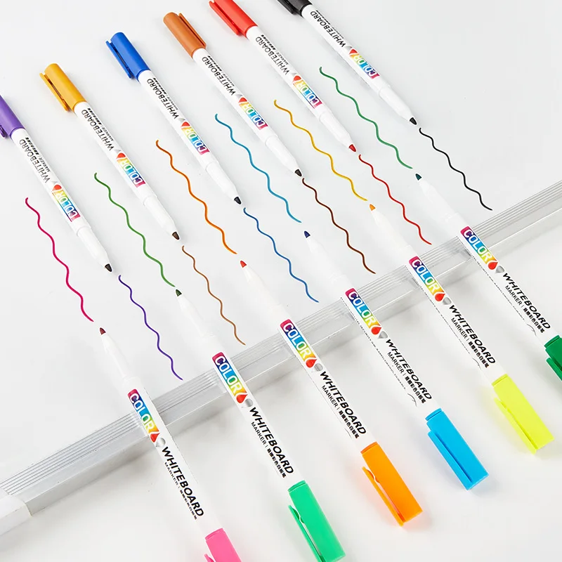 12-kleuren whiteboard-markerspen Fijne punt Droog uitwisbare markeerstift voor kinderen Graffiti Schrijven Tekening Kantoor School Kalenderborden