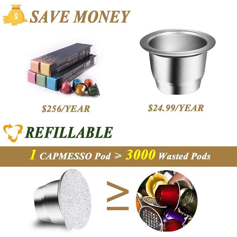 Herbruikbare Espresso Capsules Hervulbare Koffie Pod Rvs Cups Compatibel Voor Nespresso Originalline Brouwer