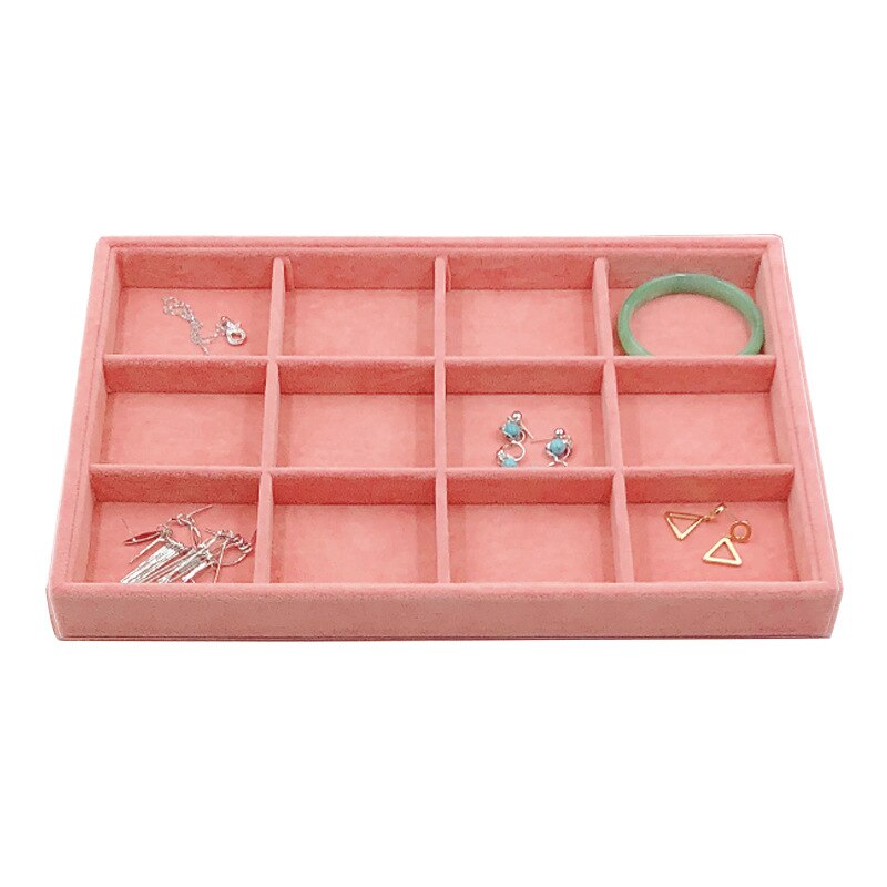 Mode Roze Fluwelen Sieraden Display Lade Ring Oorbel Lade Armband Ketting Hangers Display Organizer Sieraden Opbergvak