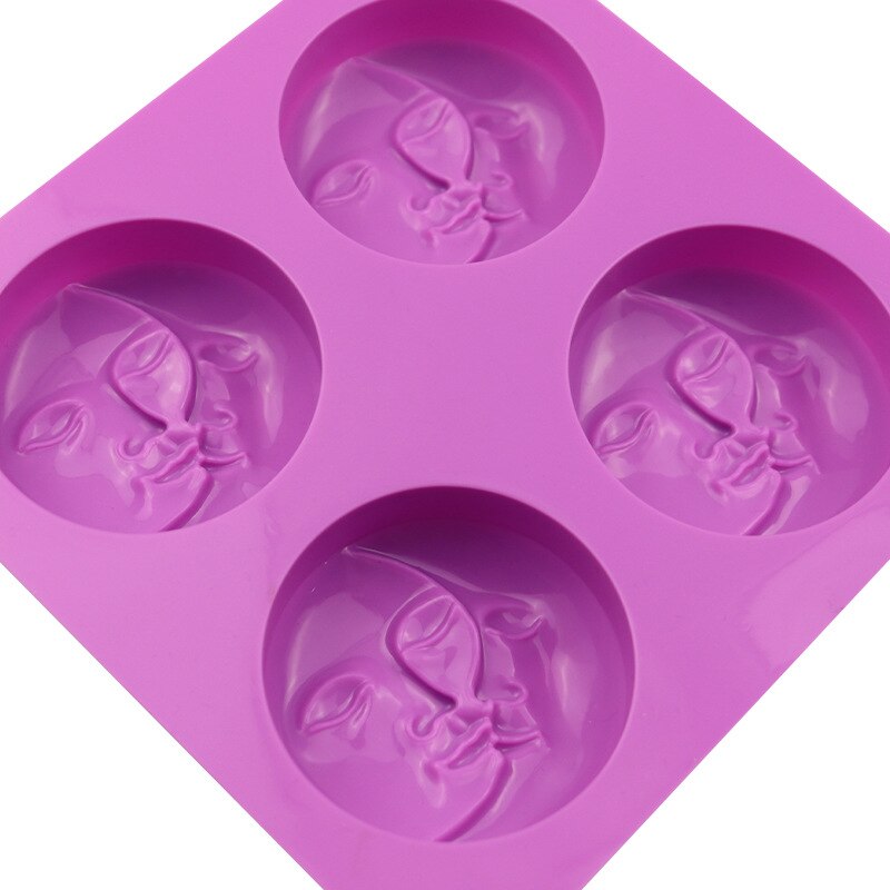 Molde de silicona para jabón de la Luna y el sol, molde de 4 cavidades para jabón facial, para barra casera, fabricación de resina de baño