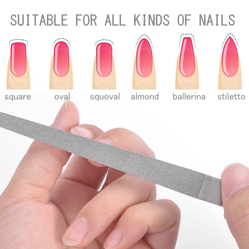 Pulidor de uñas de acero inoxidable, barra de Metal de doble cara para manicura y pedicura, herramientas de Arte de uñas gruesas, 1 unidad