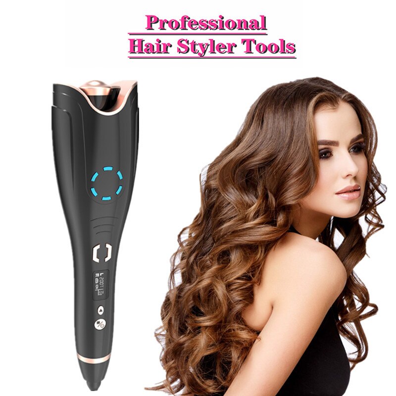 Automatic Hair Curler iron Curling Iron USB Rechargeable Air Curler for Curls Waves LCD Display Ceramic Curling Wave Curler