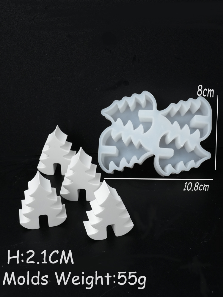 4-gaats kerstboom kandelaar siliconen mal DIY handgemaakte aromath kaars mallen gips hars kaarshouder ambachten maken gereedschap: Light Grey