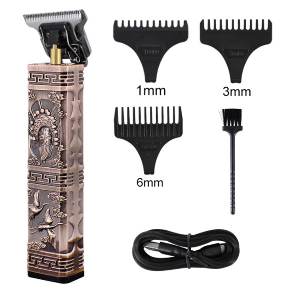 retro USB Aufladbare Haar Trimmer kabellos Barbier Carving Haar Haarschneidemaschine Große Energie Geräuscharm T9 Haar Schneiden Für Art Erwachsene: Typ 10 mit Kasten