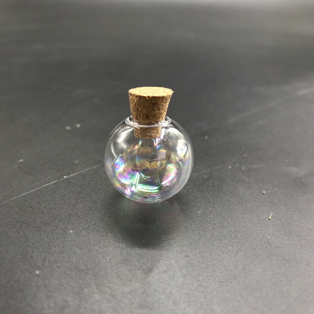 1/3/5 Uds. Botella de bola redonda de cristal arcoíris de 12-40mm con vial de vidrio de corcho colgante collar aceite de perfume globo de cristal cúpula decoración de boda: L / Gris oscuro
