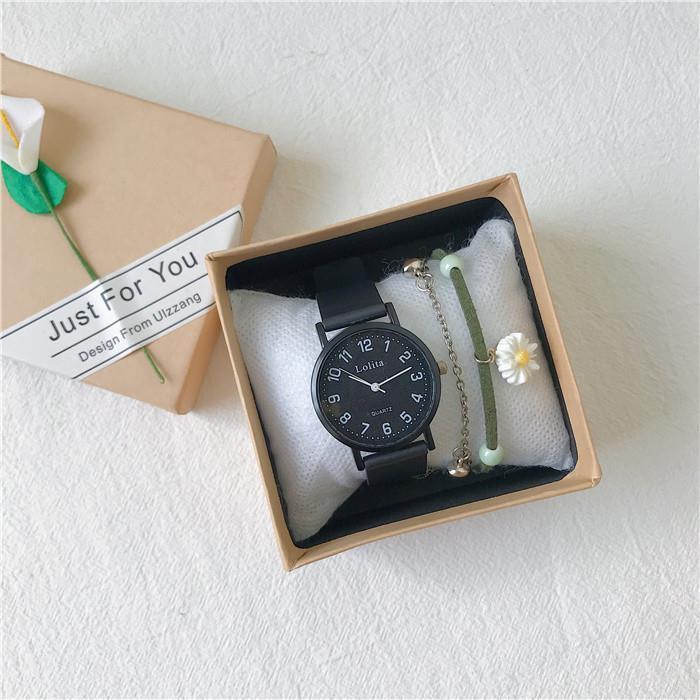 Ulzzang One – montre pour hommes et femmes, pour les collégiens, Simple, coréen, Ins rétro, Style université: Black  small size