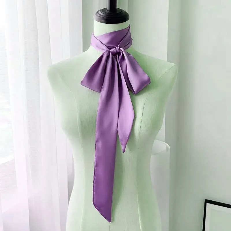 Bufanda de seda lisa de 200cm de largo, banda multifuncional para el pelo, cinta de satén, corbatas, pajaritas, decoración para asa de bolsa: Naranja