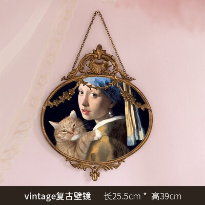 Aesthetic Art Mirror Hanging Living Room Decorative Japanese Gold Frame Antique Mirror Hallway Deco Chambre Room Decor: Style A