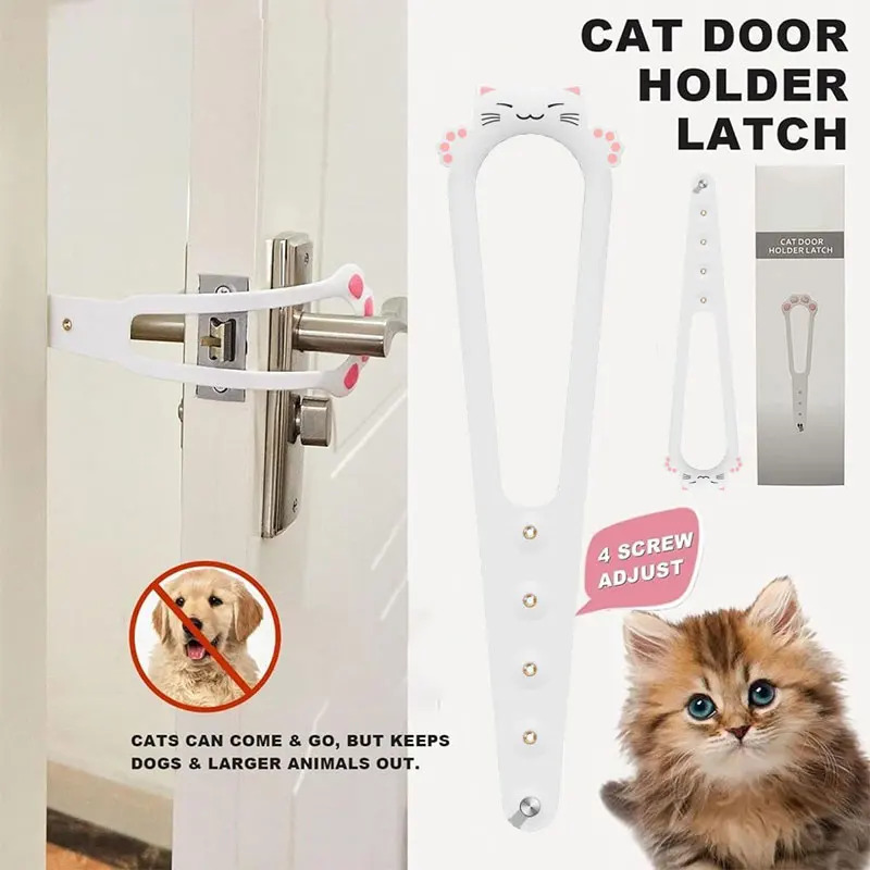 Pet Cat Door Holder Latch Prevents Dogs From Entering Plastic Adjustable Elastic Gate Lock Flex Latch Strap Keep Dog Out