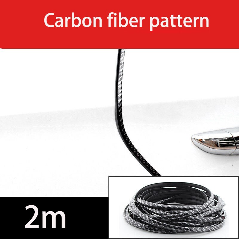 Chrom Auto Tür Rand Schutz Streifen Lärm Isolation Dicht Auto Tür Gummi Dichtung Streifen Klang Isolierung Tür Schutz: Kohlenstoff fiber 2m