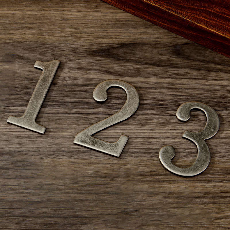Silver Metal Door Number with Magnets 7*4cm House Number Apartment Door Number for Outdoor Hotel Home Mailbox Label