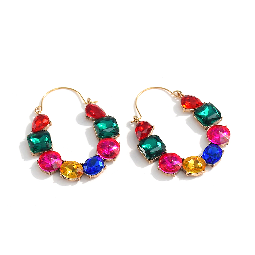 -Sell Colorful Rhinestones Metal Long Dangle Earring High Trendy Crystal Jewelry Accessories For Women