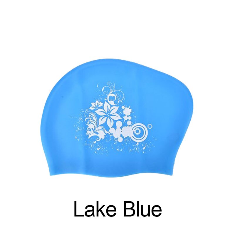 Silicone Swimming Cap For Long Hair Women's Waterproof Swim Caps Ladies Diving Hood Hat For Kids Garras Natacion Casquette: Lake Blue