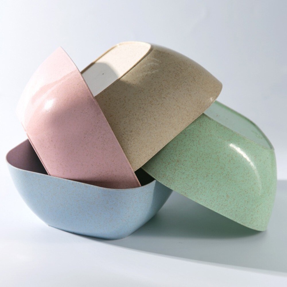 Kitchen Square Wheat Straw Bowl Soup Salad Bowl Eco-friendly Snack Dried Fruit Bowl Dish Plate Holder Bowls Kitchen Accessories