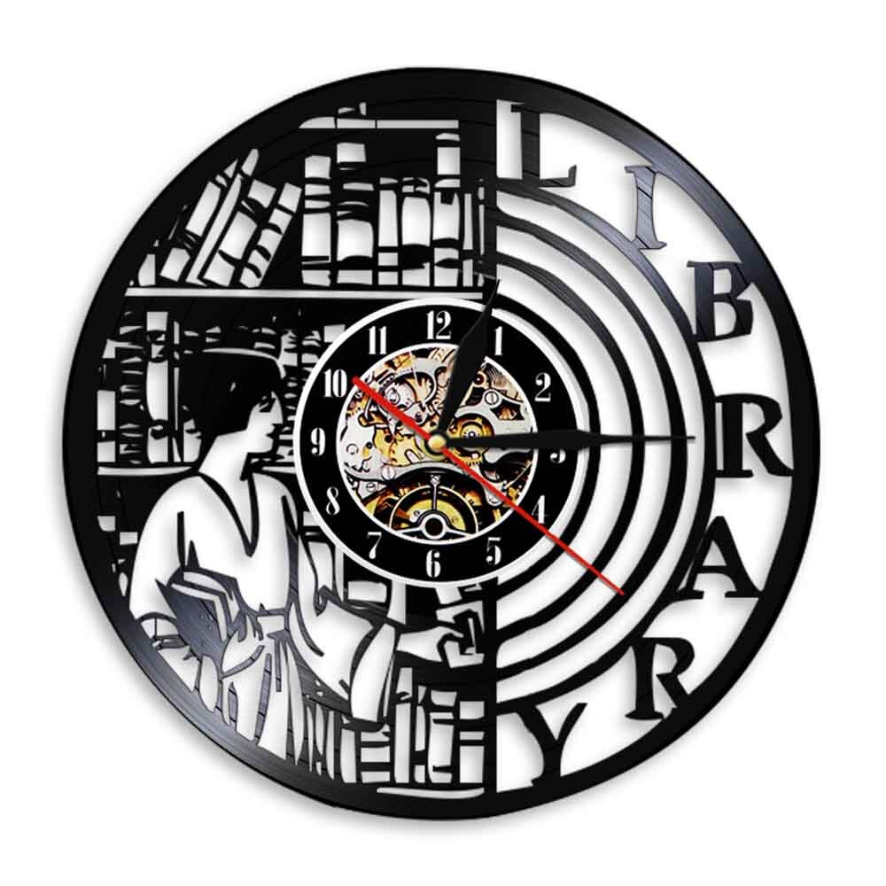 Libros de lectura, biblioteca, decoración de arte de la pared, de moderno reloj de pared, marcapáginas, Vintage, vinilo, reloj de pared, libro, para amantes: Without LED