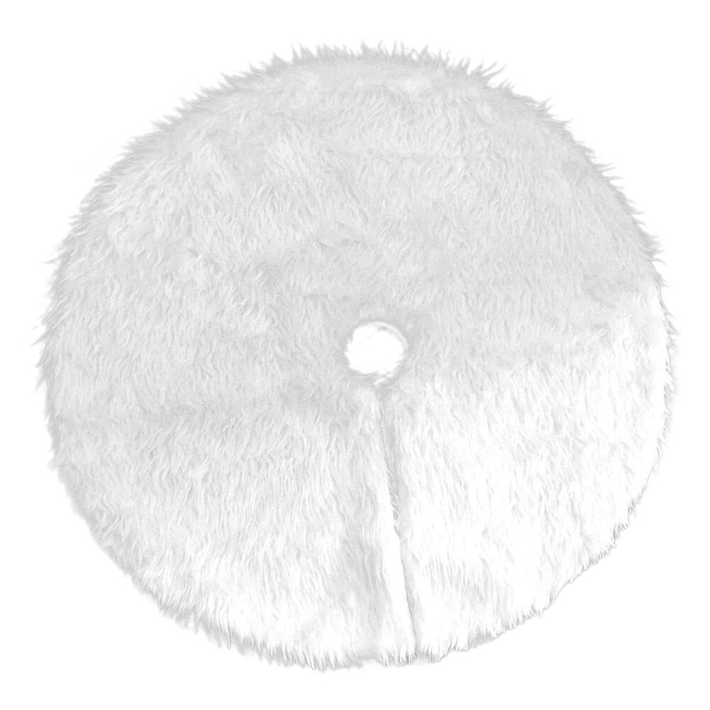 1Pc Witte Kerstboom Rok Pluche Faux Fur Tapijt Xmas Floor Mat Ornamenten Vrolijk Kerstfeest Nieuwjaar Kerstboom decoratie: 90CM 01