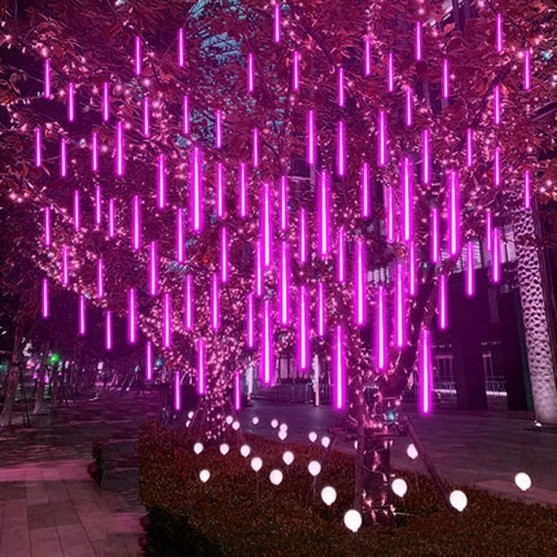 Slinger Fairy Lights String Outdoor Tuinlamp 30/50Cm Led Meteor Douche Licht 8 Tubes Kerst Decor Us/Eu Stekker Straatlantaarn: Warm White / 350W / ons aansluiten