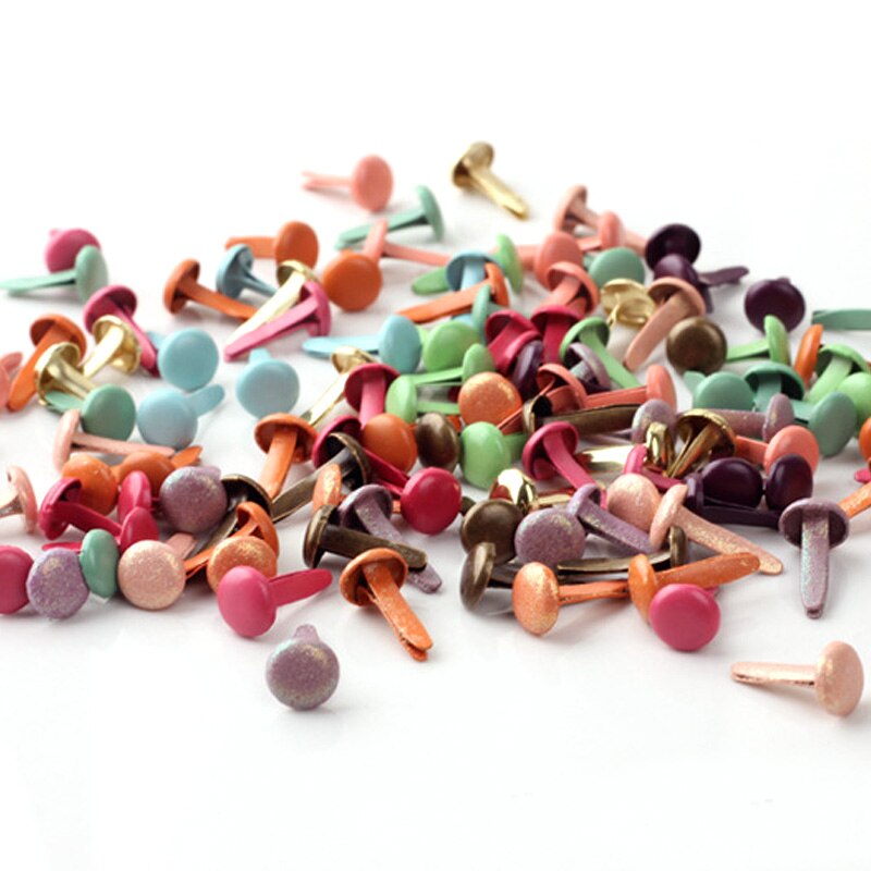100Pcs Mixed Color 5mm Metal Round Brads Scrapbook Brads Paper Craft Decoration Embellishment Fastener DIY Metal Brads Crafts