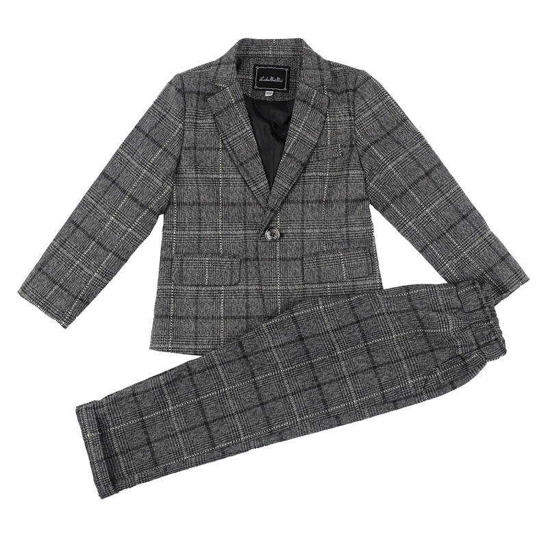 Costume à carreaux pour enfants, veste, Blazer, pantalon, tenue de smoking formelle pour garçons, Costumes de fête de mariage pour enfants et adolescents: 160
