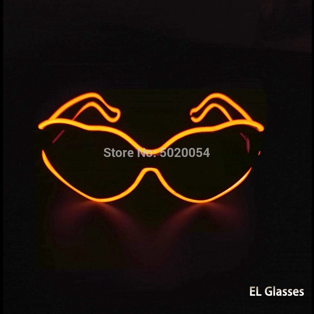 Gzyuchao  el 10 farver steady on el hjerte form briller blinkende belysning neon briller halloween nat glød solbriller: Orange