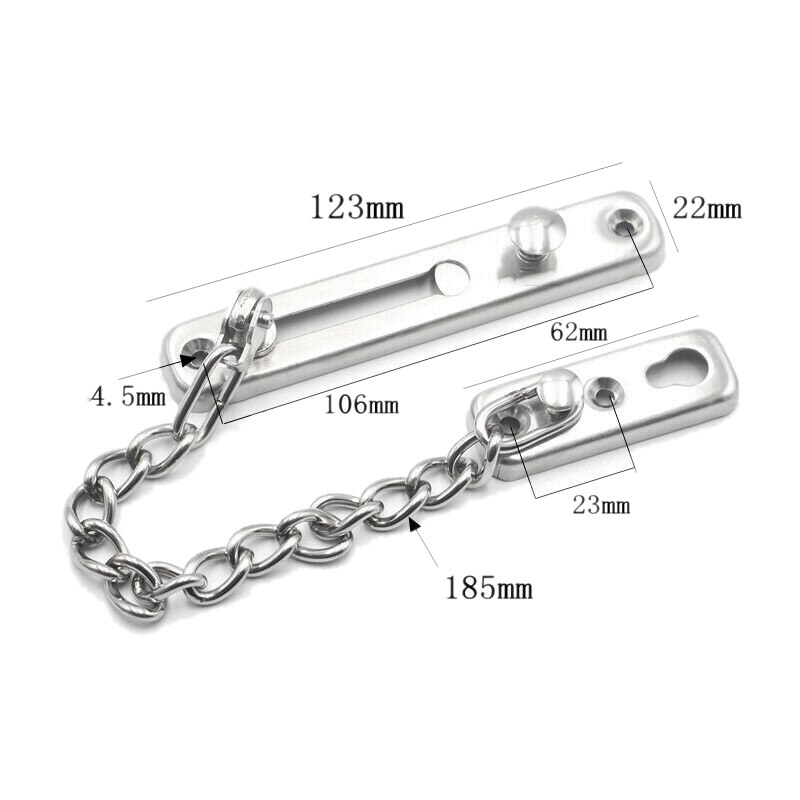 Stainless Steel Strong Security Door Chain+Screws Solid Safety Guard Lock Catch