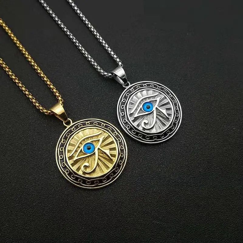 Forntida egyptisk mytologi horus öga hänge halsband för män och kvinnor punk blå ögon party hiphop amulett smycken