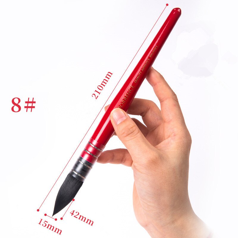 Pincel de pelo de ardilla para pintura de Acuarela, Pinceles puntiagudos de para acuarelas, 1 unidad: number 8