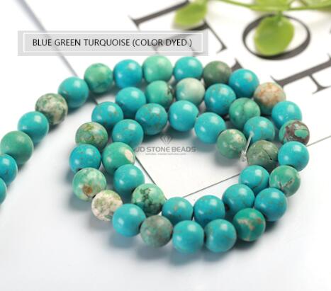 Blue Turquoise Matte Green Turquoise Semi-Finished Handmade Bracelet Stone loose beads Accessory For Jewelry Making: DYED BLUE GREEN TURQ / 10mm38pcs 1lot